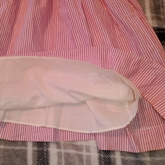 🆕 Ralph Lauren | Seersucker Pink & White Tiered Ruffle Top Dress Girls Size 12 - Picture 5 of 15